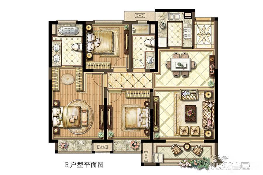 景瑞望府3室2厅2卫114㎡户型图