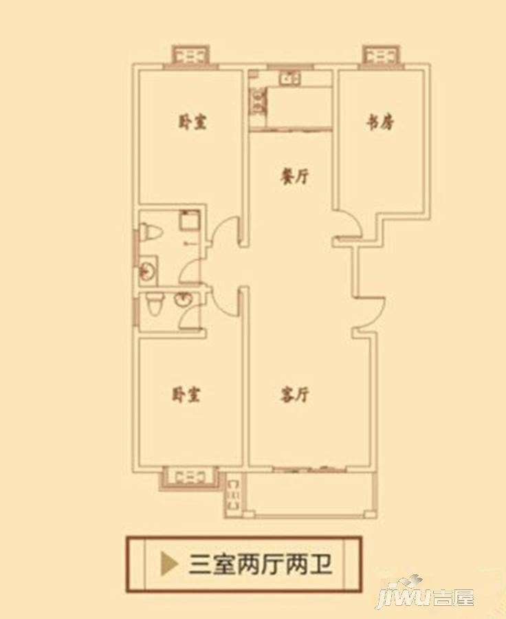江南御府3室2厅2卫140㎡户型图