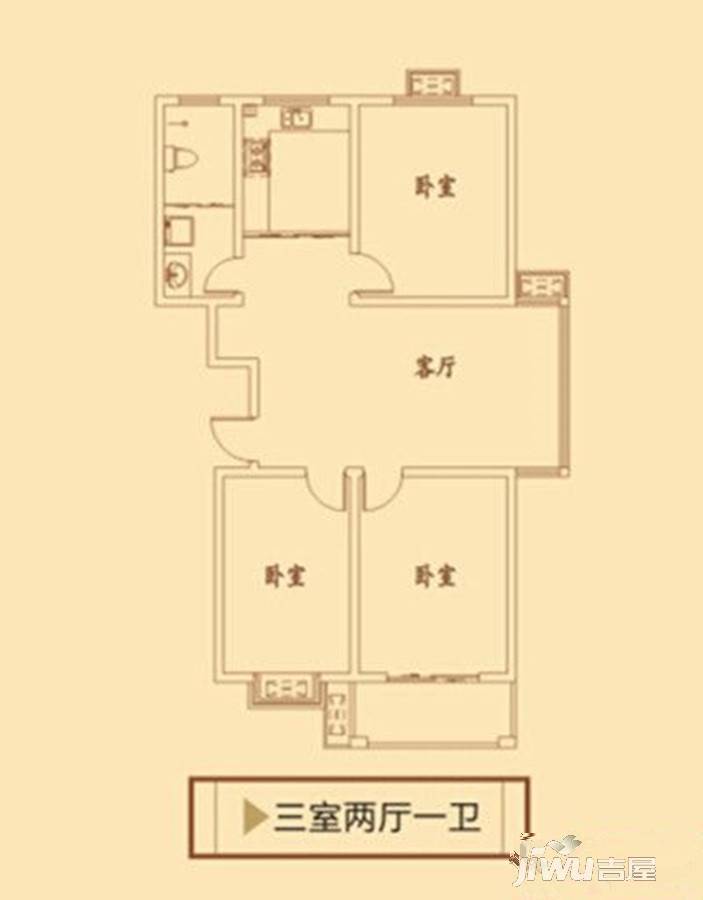 江南御府3室2厅1卫125㎡户型图