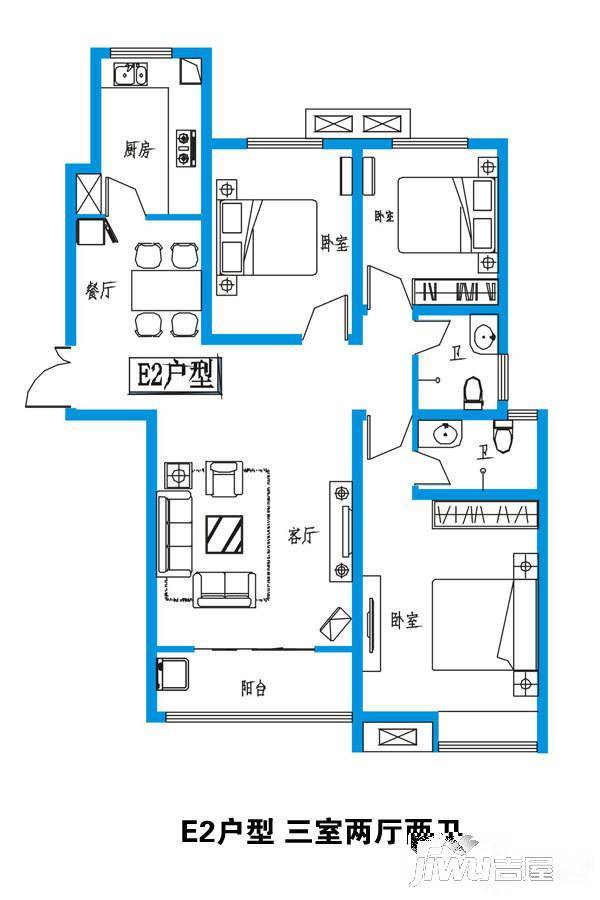 新龙御景城3室2厅2卫户型图