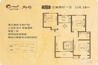 东方今典御府3室2厅1卫116.2㎡户型图