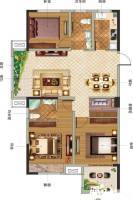 国控拾光里3室2厅2卫120㎡户型图