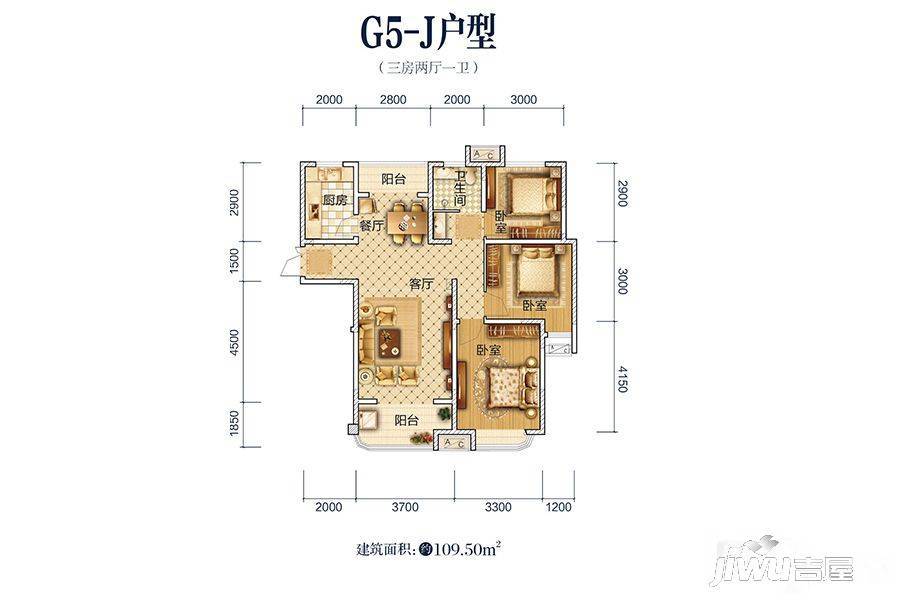 泰安五矿·万境水岸户型 g5-j户型-109.5㎡