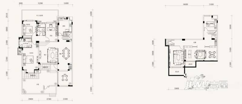 万科沈抚新城金域蓝湾6室2厅3卫263㎡户型图