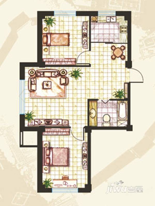 盛世隆城2室2厅1卫87.8㎡户型图