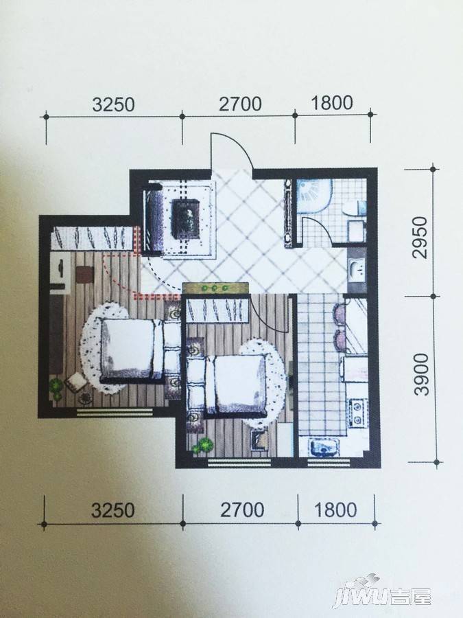 宗翔雅苑2室1厅1卫60.7㎡户型图