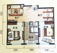 紫龙新城2室2厅1卫88.2㎡户型图