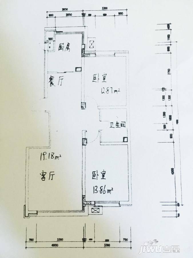 阳光丽景二期2室2厅1卫96.5㎡户型图