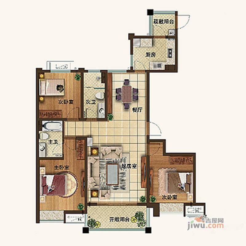 青岛海上嘉年华海洋之心3室2厅2卫146㎡户型图