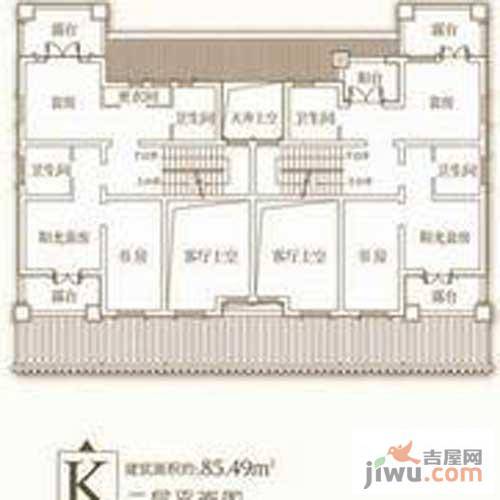 天泰蓝泉别墅4室2厅1卫85.5㎡户型图