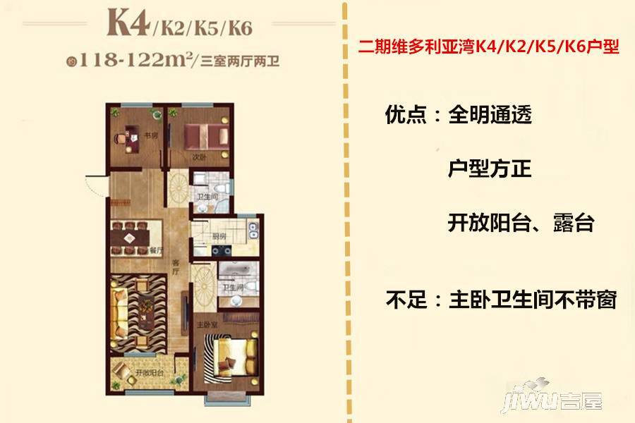 融创维多利亚湾3室2厅2卫122㎡户型图