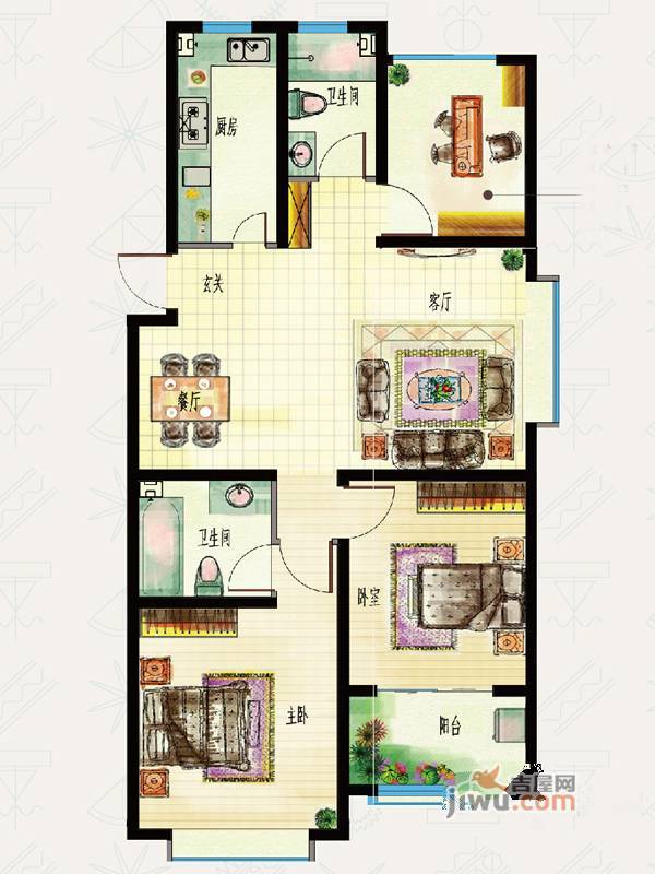 海信东山郡3室2厅2卫117㎡户型图