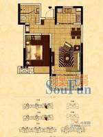 中南世纪城（林樾）1室2厅1卫67㎡户型图