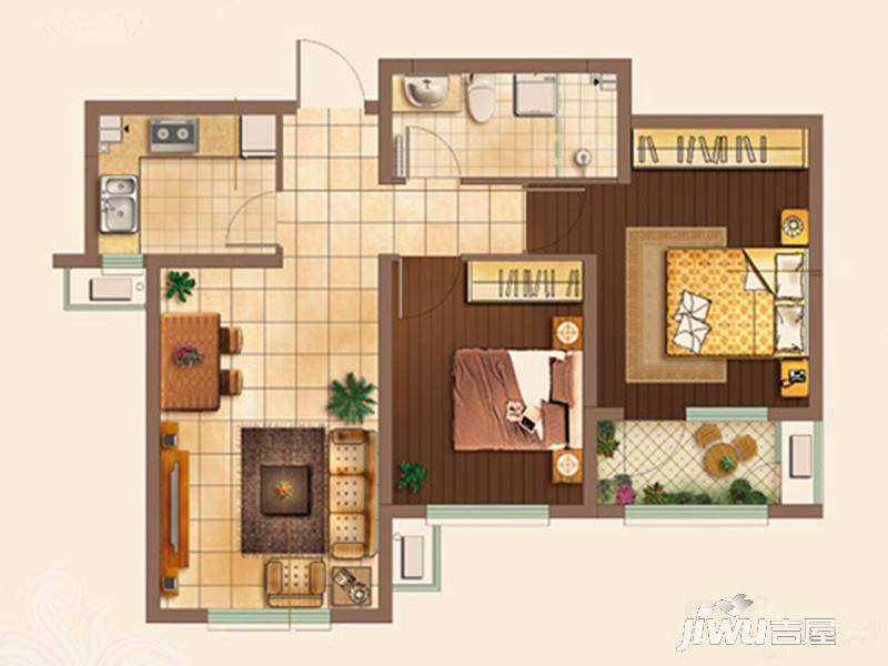 阳光公园1号2室2厅1卫70㎡户型图