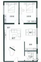 青岛宝门公寓写字楼3室2厅1卫104.2㎡户型图