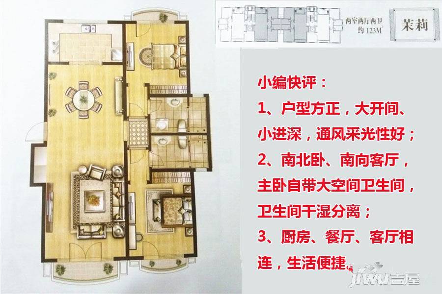 鲁信和璧花园2室2厅2卫123㎡户型图