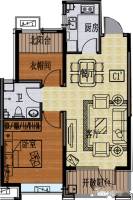 国信紫玉台2室2厅1卫75.9㎡户型图