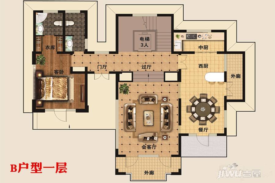 山川融园5室3厅5卫390.1㎡户型图