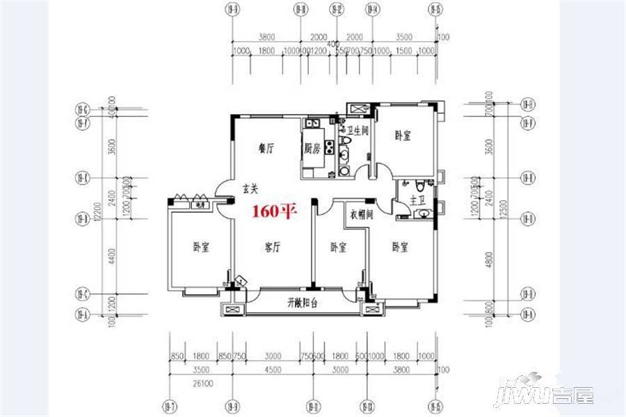 康大御金湾4室2厅2卫160㎡户型图