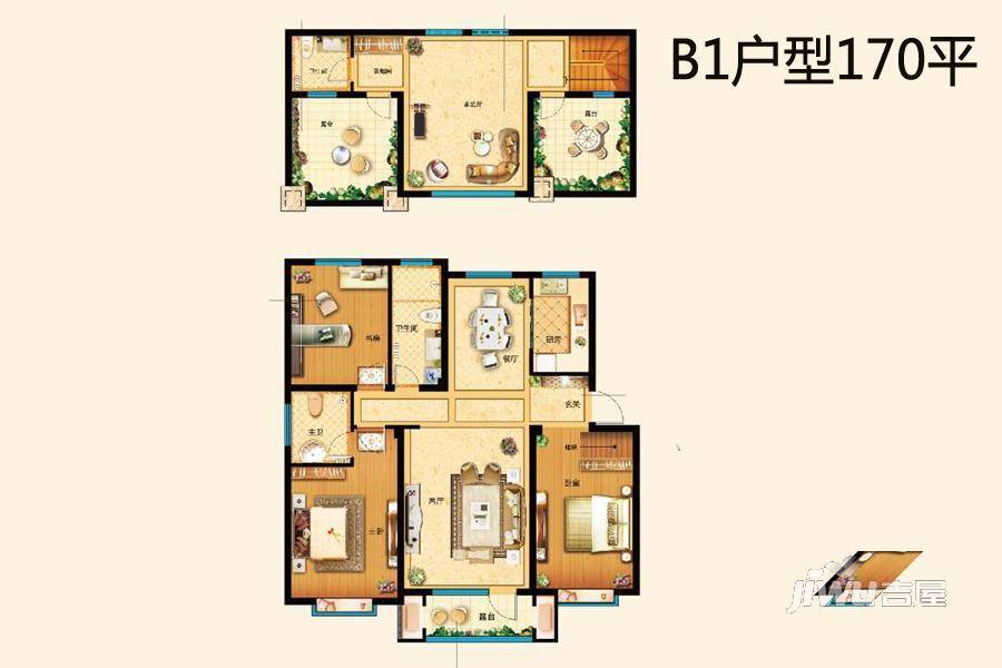 康大御金湾3室2厅2卫170㎡户型图