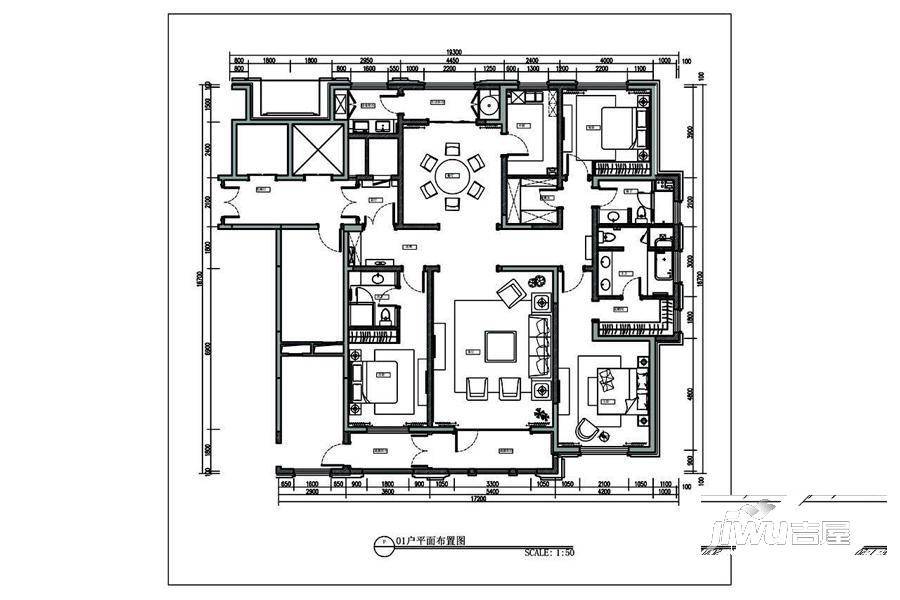 远洋公馆3室2厅3卫248㎡户型图