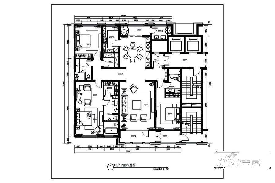 远洋公馆3室2厅3卫260㎡户型图