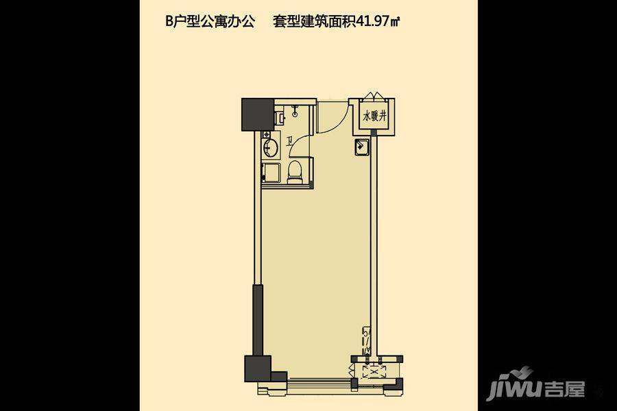 名人海广场1室1厅1卫42㎡户型图