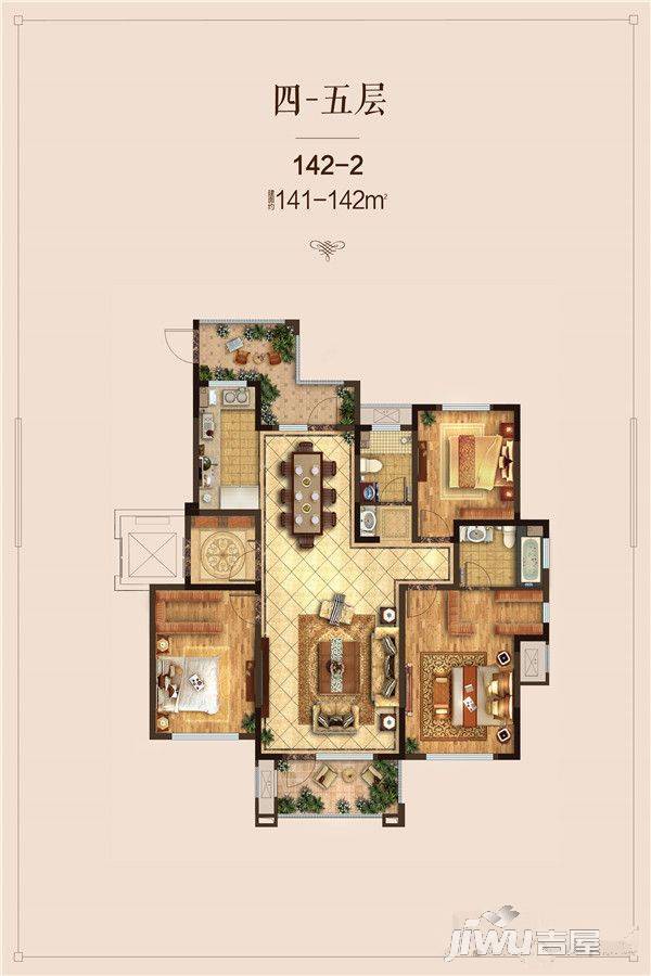 和达璟城紫御3室2厅2卫141㎡户型图