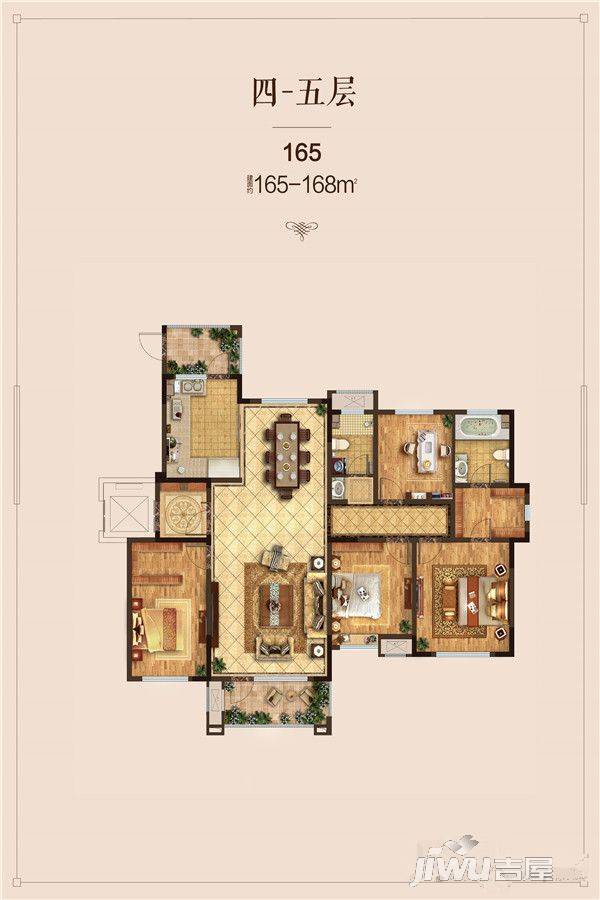 和达璟城紫御4室2厅2卫165㎡户型图