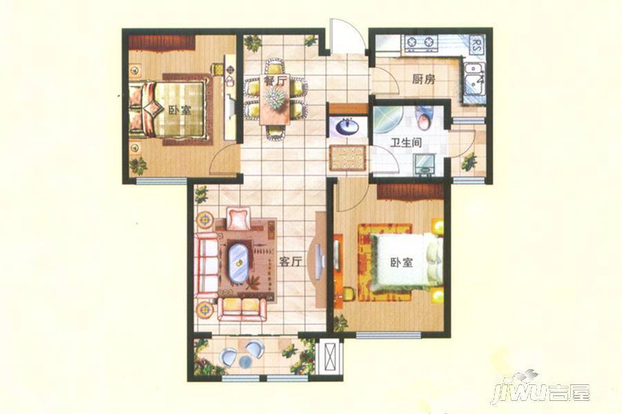 隆海东方华庭2室1厅1卫89㎡户型图