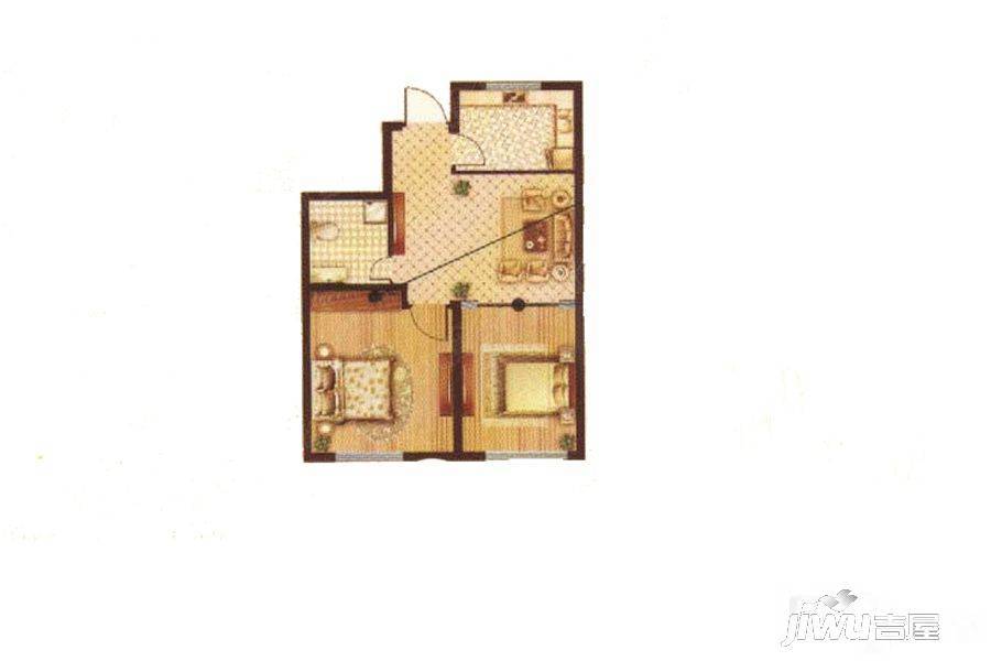 德馨海棠公馆2室1厅1卫60.8㎡户型图