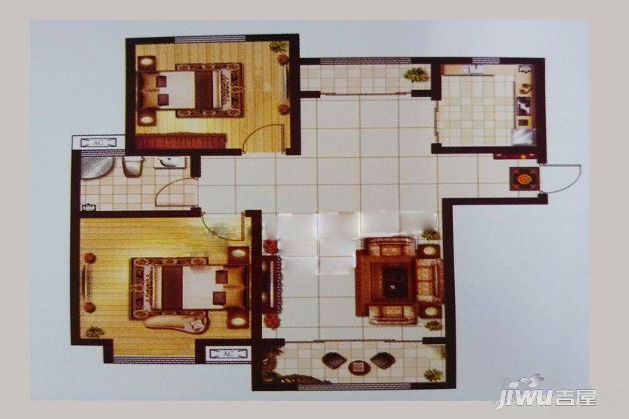 伟信新城市花园2室2厅1卫86㎡户型图