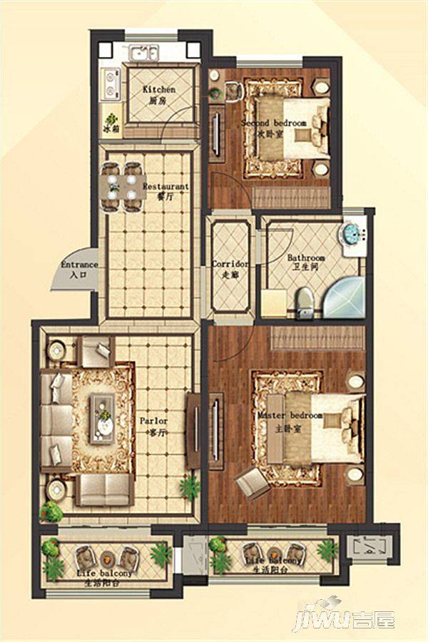 琅琊台家园2室2厅1卫83㎡户型图