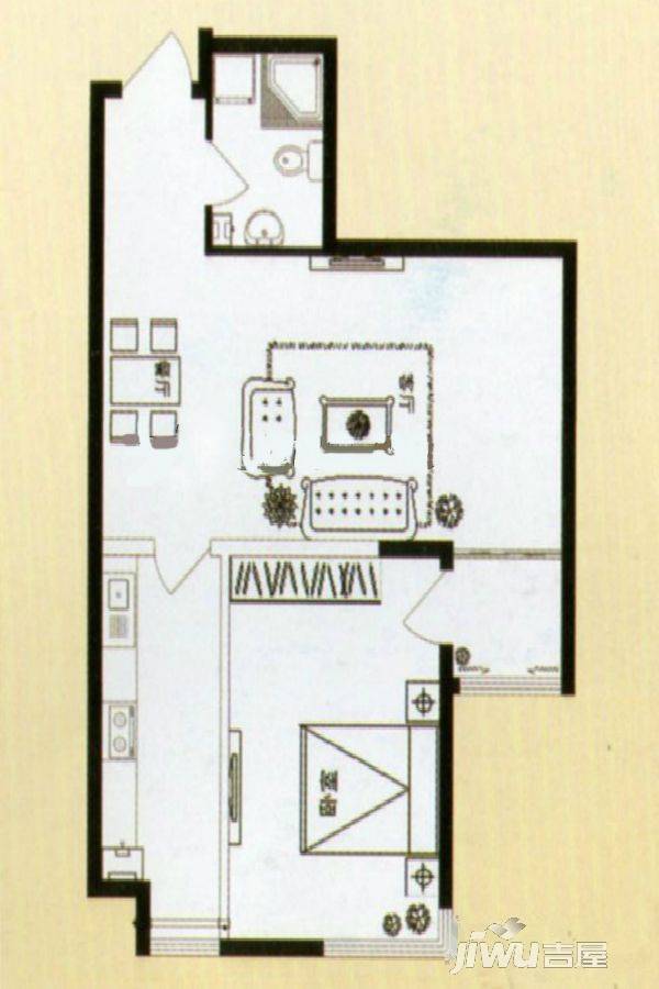 龙城御苑1室1厅1卫73㎡户型图