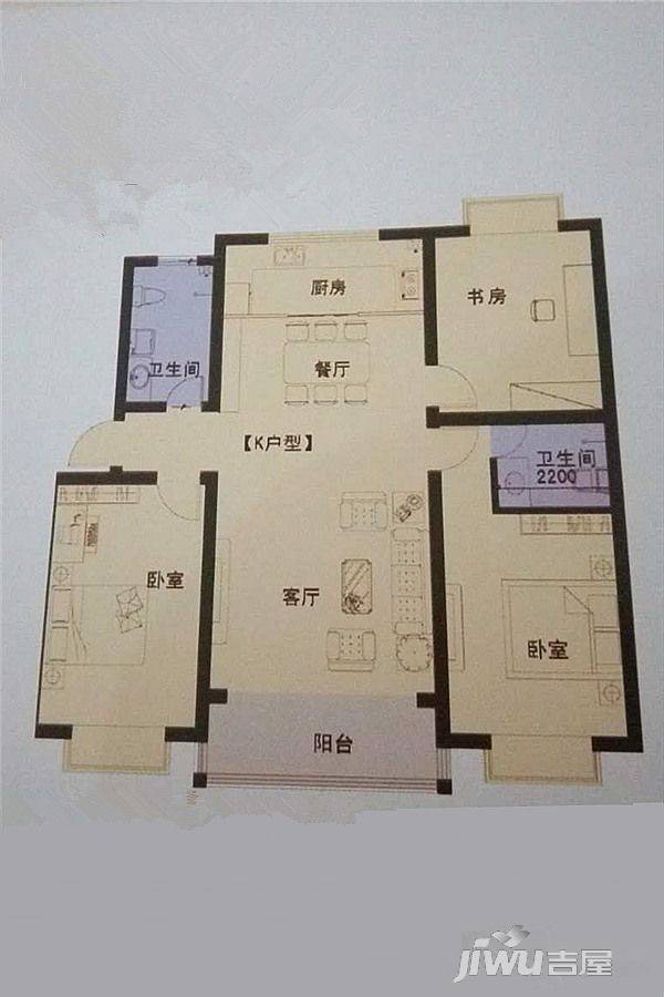 锦厦新城桂园3室2厅2卫122㎡户型图