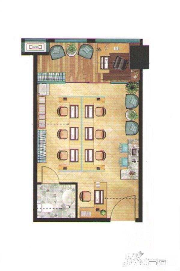 鼎峰中央公园1室1厅1卫42㎡户型图