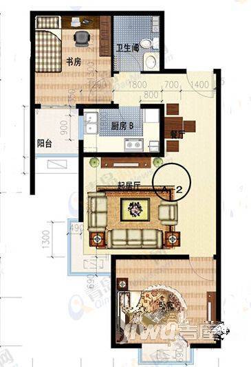 凤凰城2室2厅2卫91㎡户型图