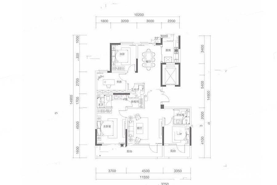 融创红岛壹号院4室2厅2卫153㎡户型图