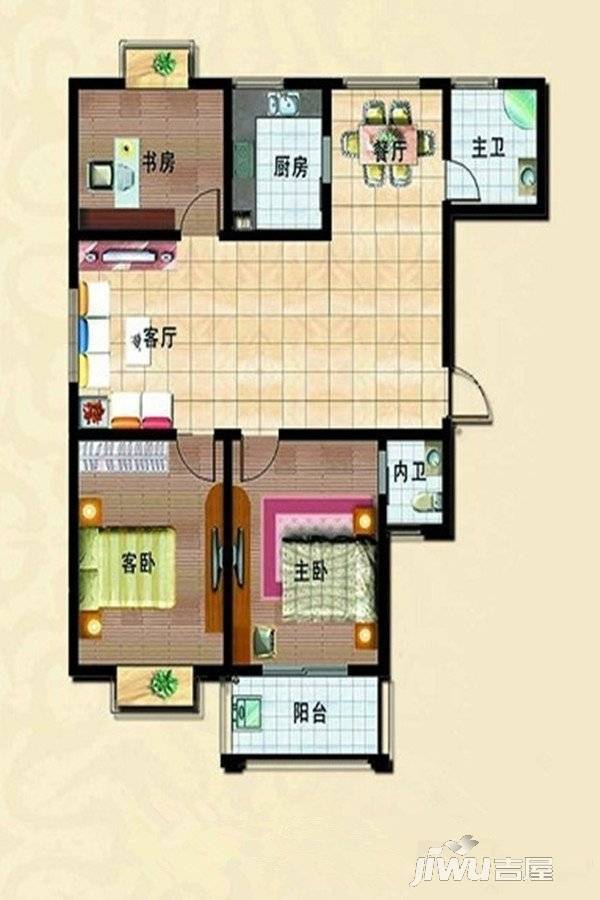 东方京都3室2厅2卫126㎡户型图