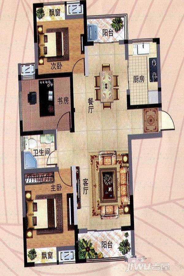 翰林壹品3室2厅1卫113.7㎡户型图