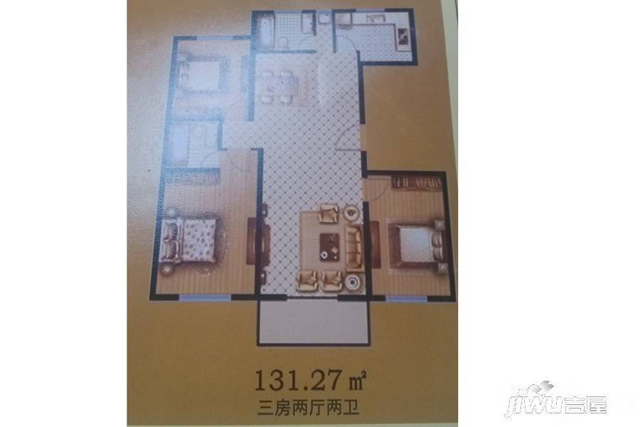 腾飞新城3室2厅2卫131.3㎡户型图