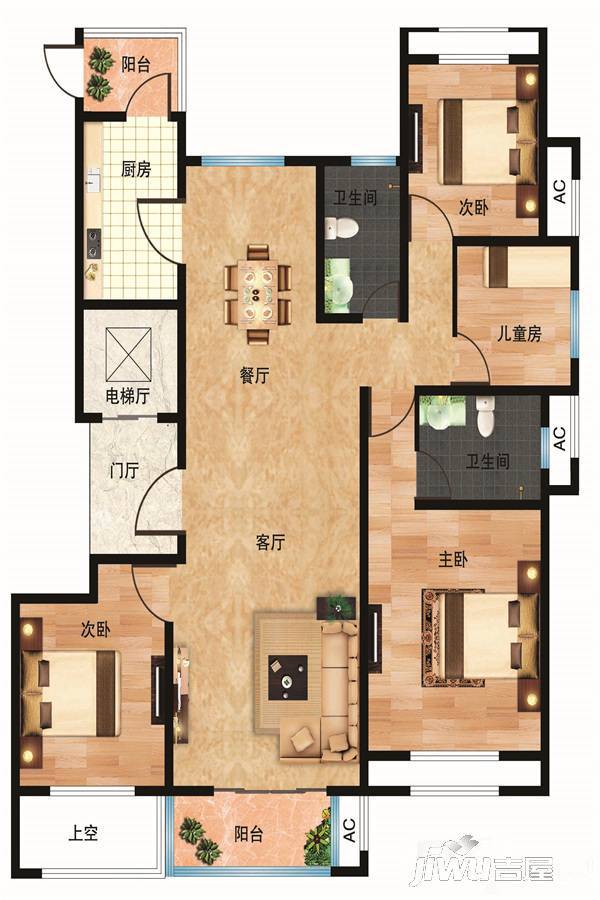 九龙华府4室2厅2卫150.5㎡户型图