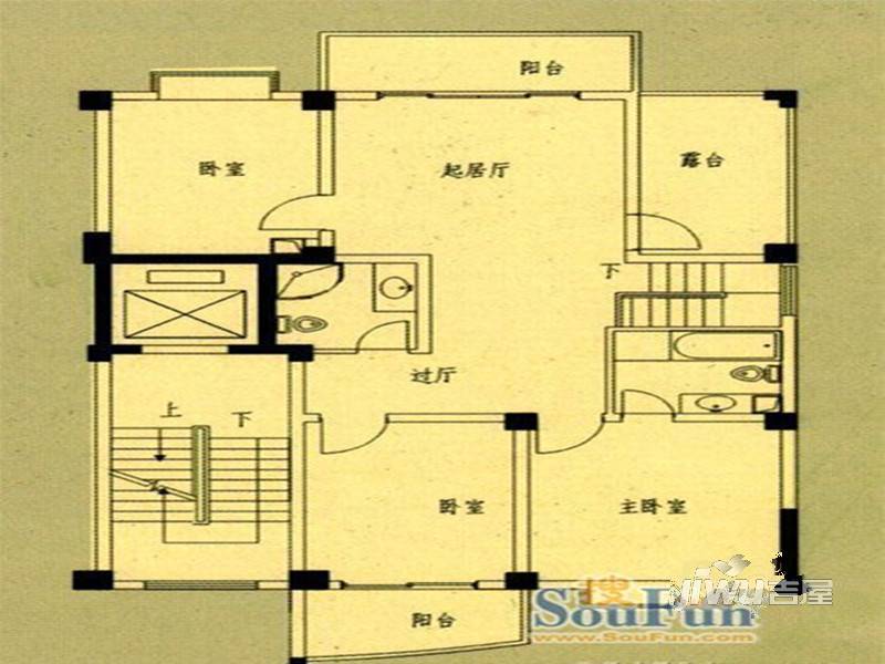 国飞尚城3室2厅2卫124㎡户型图