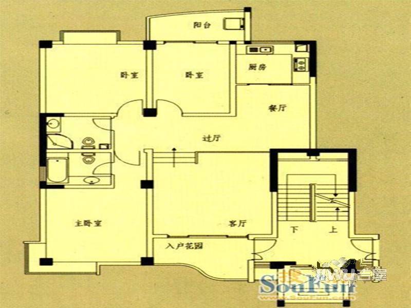 国飞尚城3室2厅2卫130㎡户型图