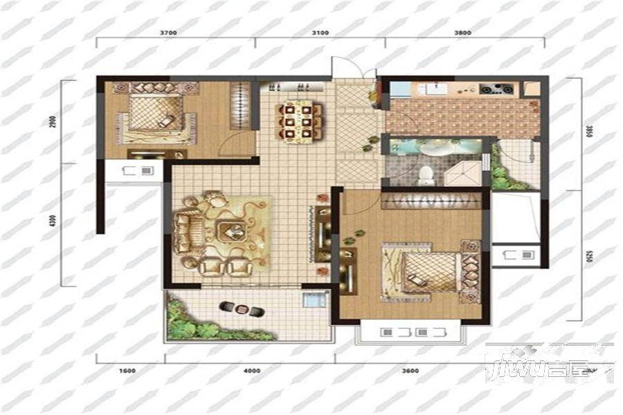 高教公寓3室2厅1卫86.2㎡户型图