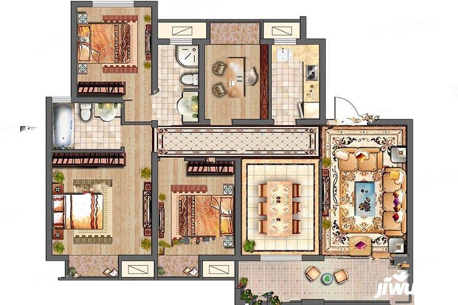 中南熙悦4室2厅2卫120㎡户型图