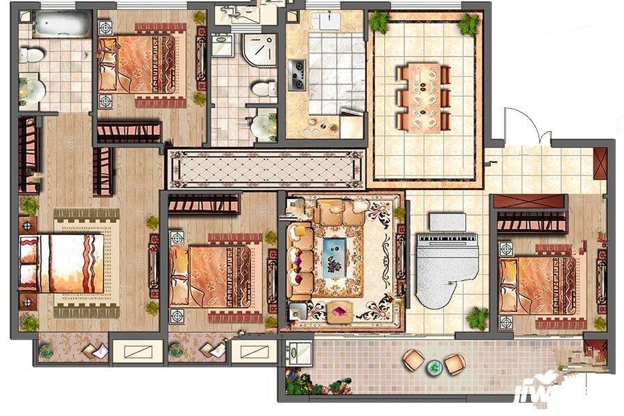 中南熙悦4室2厅2卫143㎡户型图