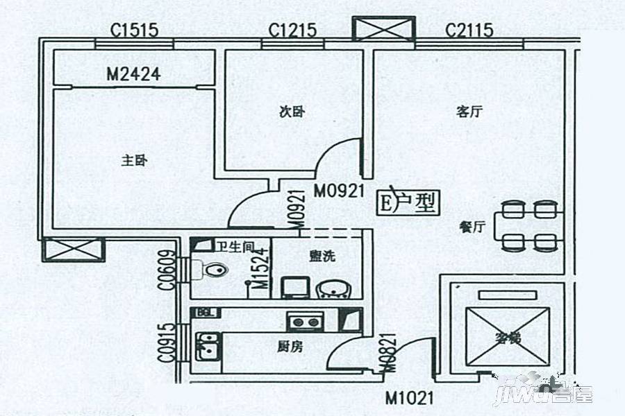 冠农汇景台2室2厅0卫88.5㎡户型图