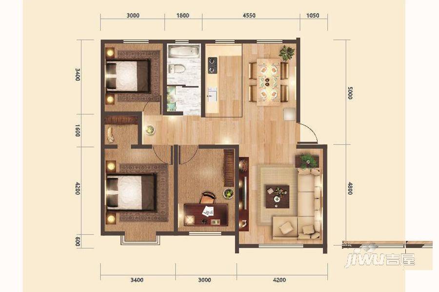 大成未来域3室2厅1卫105㎡户型图