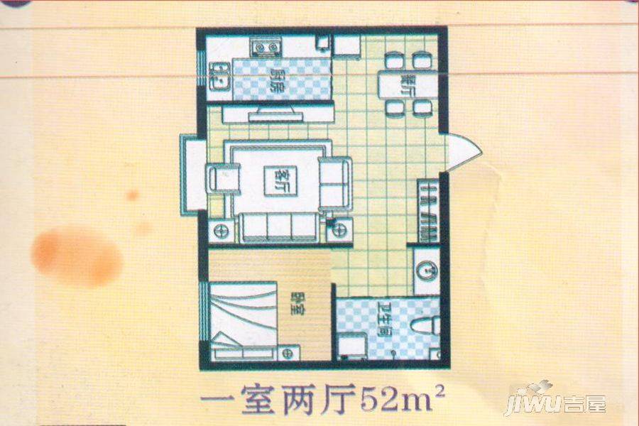 华山芳香家园1室2厅1卫52㎡户型图